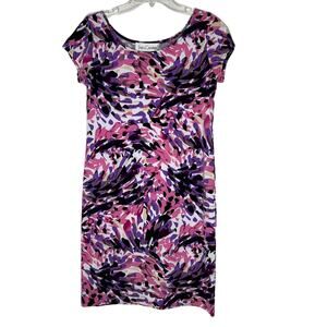 Sara Campbell Pink and Purple Abstract Print Bodycon Dress Size S Made in USA